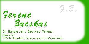 ferenc bacskai business card